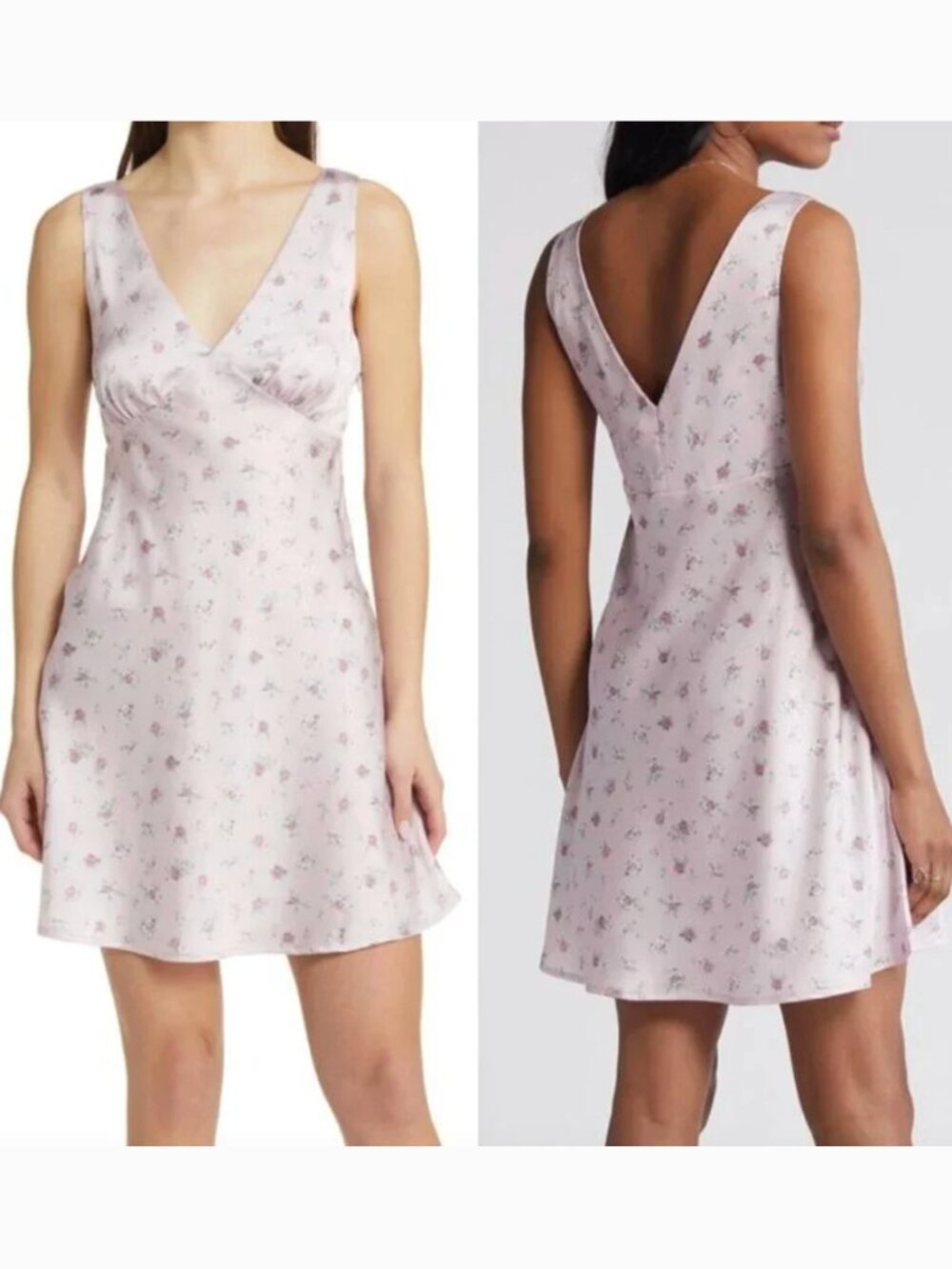 NEW NWT BP NORDSTROM Floral Sleeveless Satin Minidress Pink Y2K 90s Mini Dress